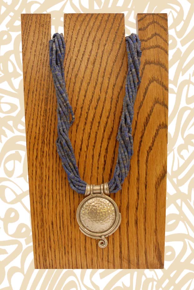 Ornina handmade osn7 lapis and hammered pendant 